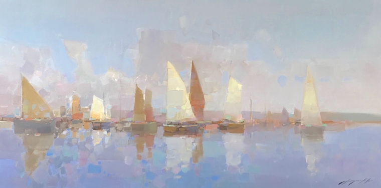 Sail Boats, Original oil Painting, Handmade artwork, Ready to hang                  